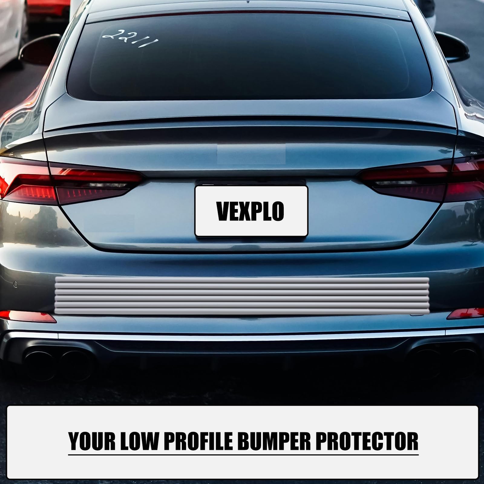 DIY Car Bumper Protector Guard, Strong Self Adhesive Rubber Rear Front gray