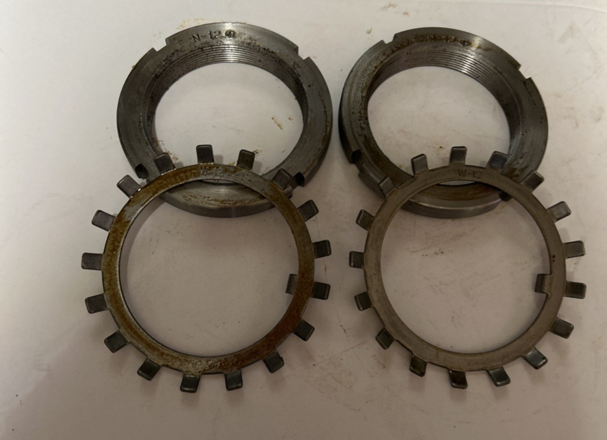 Lot of 2 N-12 Lock Nuts With 2 W-12 Washers
