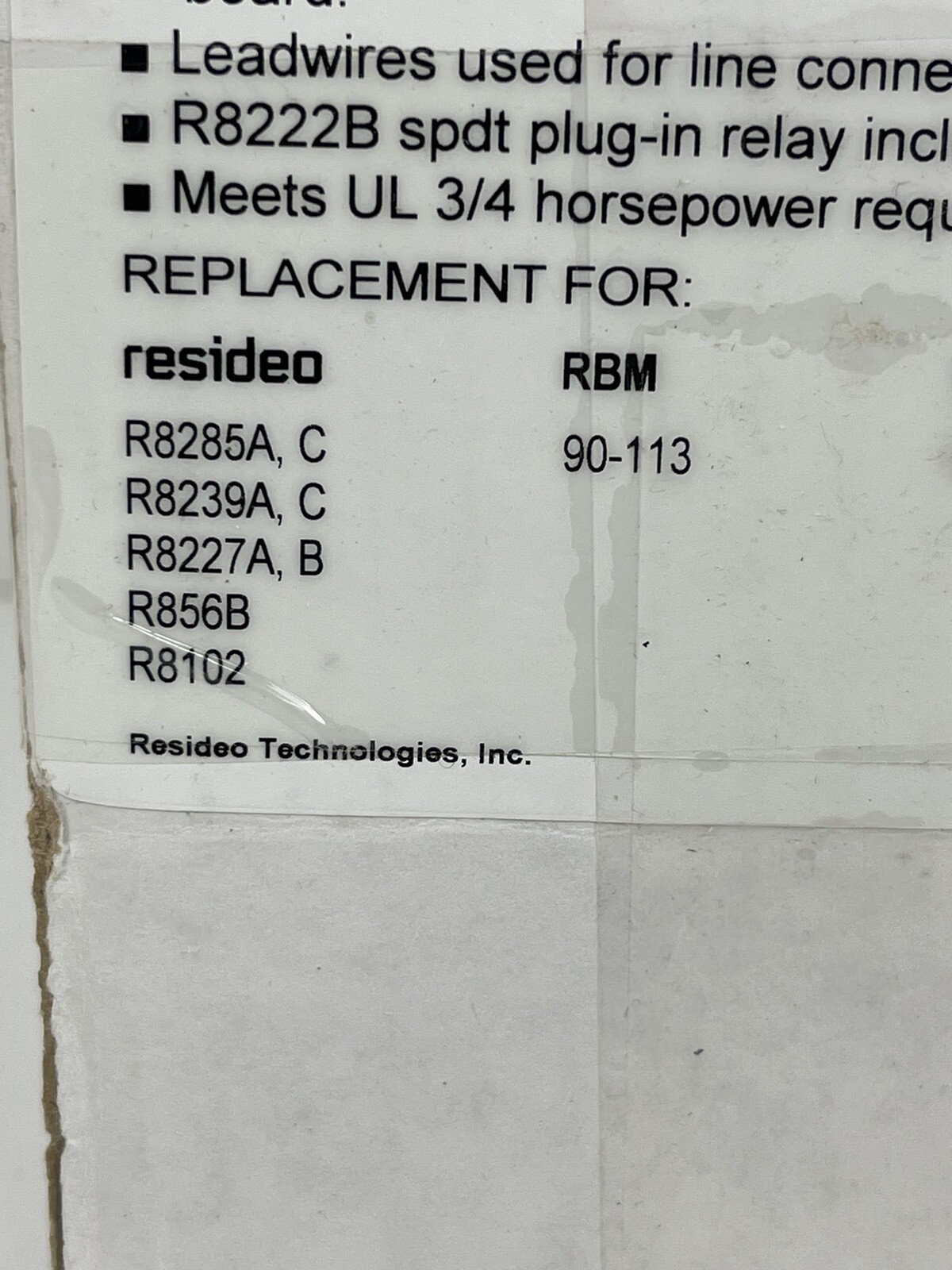 RESIDEO BRAUKMANN R8285A 1048 – 40 VA Fan Center w/ SPDT Switch Includes R8222B