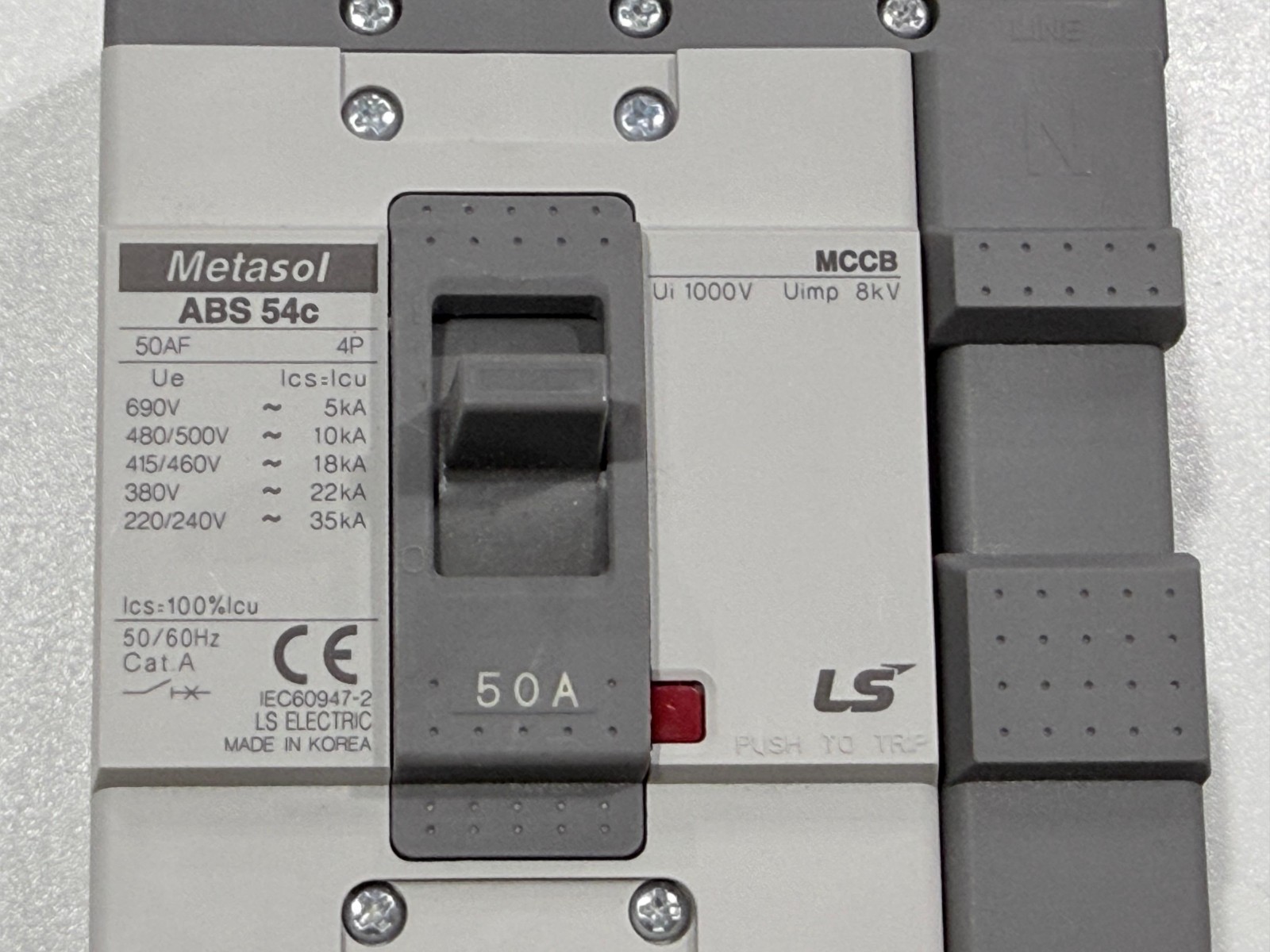 LS ELECTRIC METASOL MCCB ABS54C 50A 4P | MOLDED CASE CIRCUIT BREAKER |
