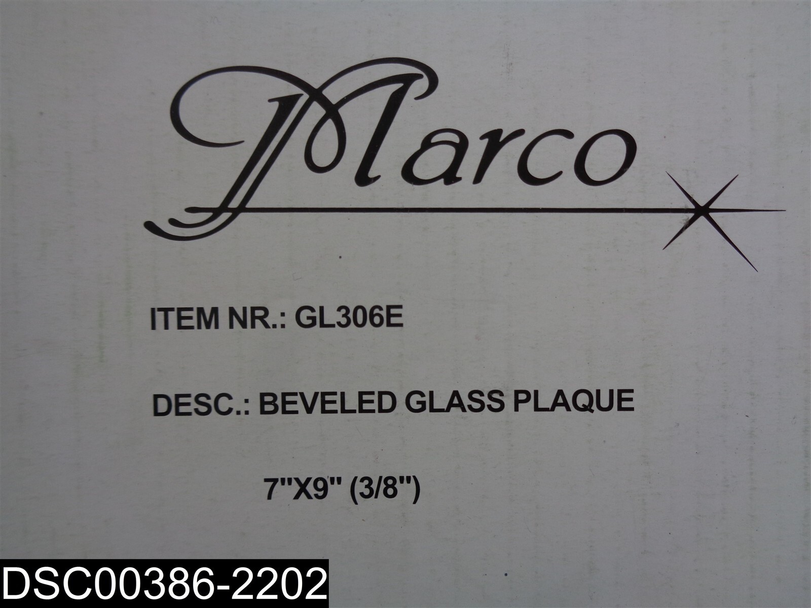 GL306E Marco Square 7″ X 9″ X 3/8″ Beveled Blank Glass Plaque