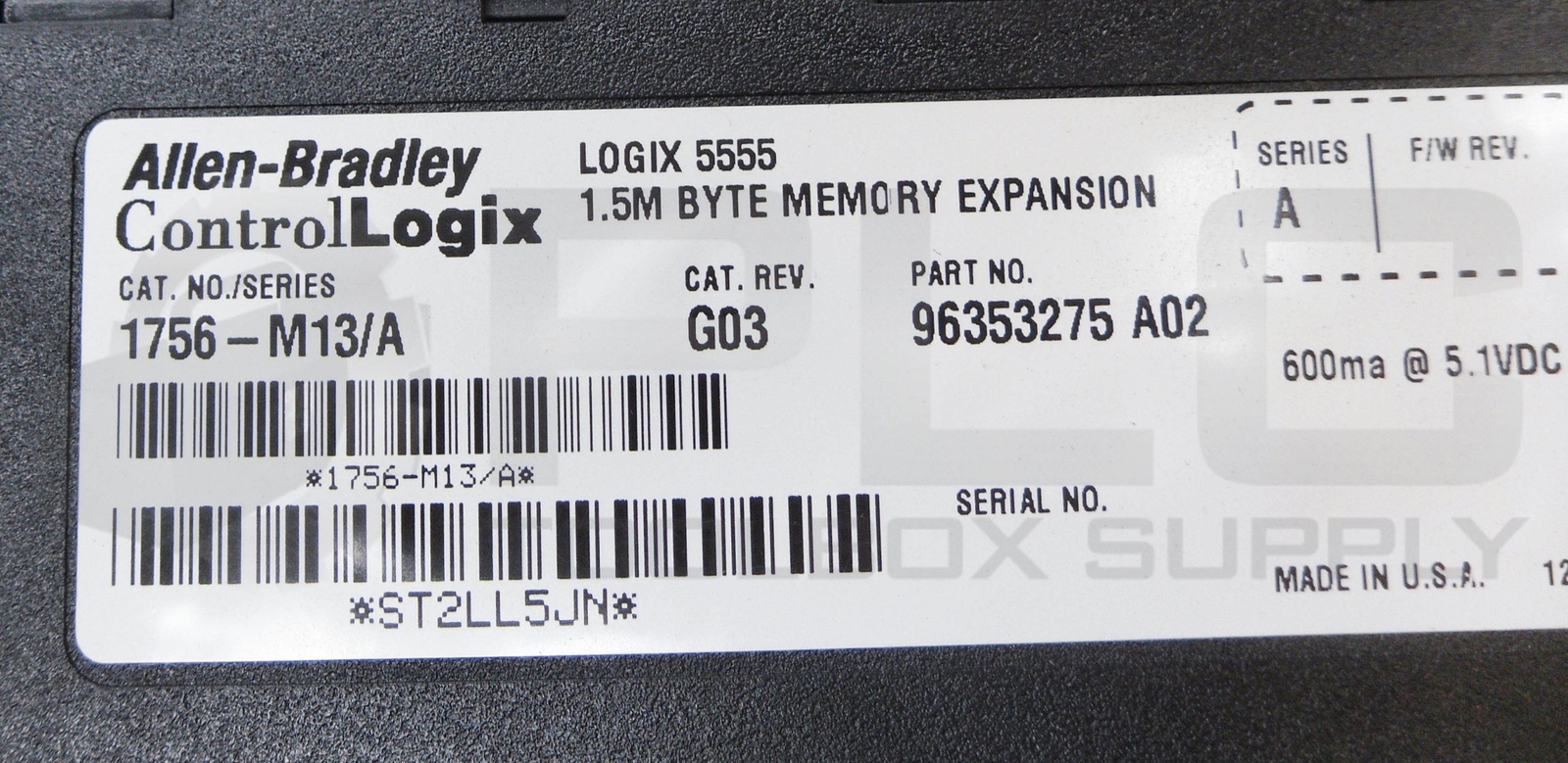 ALLEN BRADLEY 1756-L55 /A LOGIX 5555 PROCESSOR UNIT W/ 1756-M13 /A *READ*