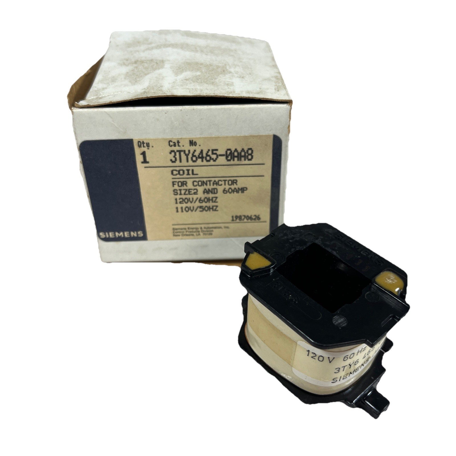 NIB Siemens 120V/60HZ – 110V/50HZ Coil Cat. No. 3TY6465-0AA8 60 AMP – Free Ship