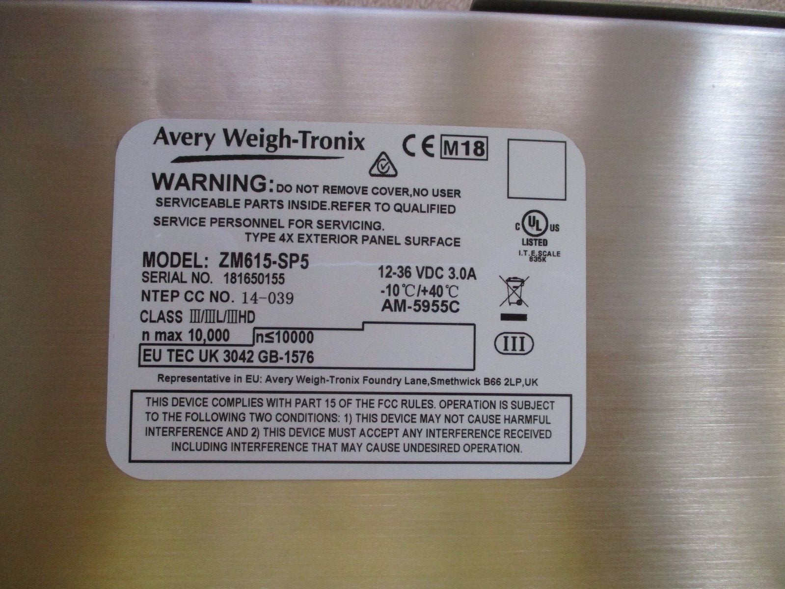 Avery Weigh-Tronix ZM615 Programmable Indicator ZM615-SP5