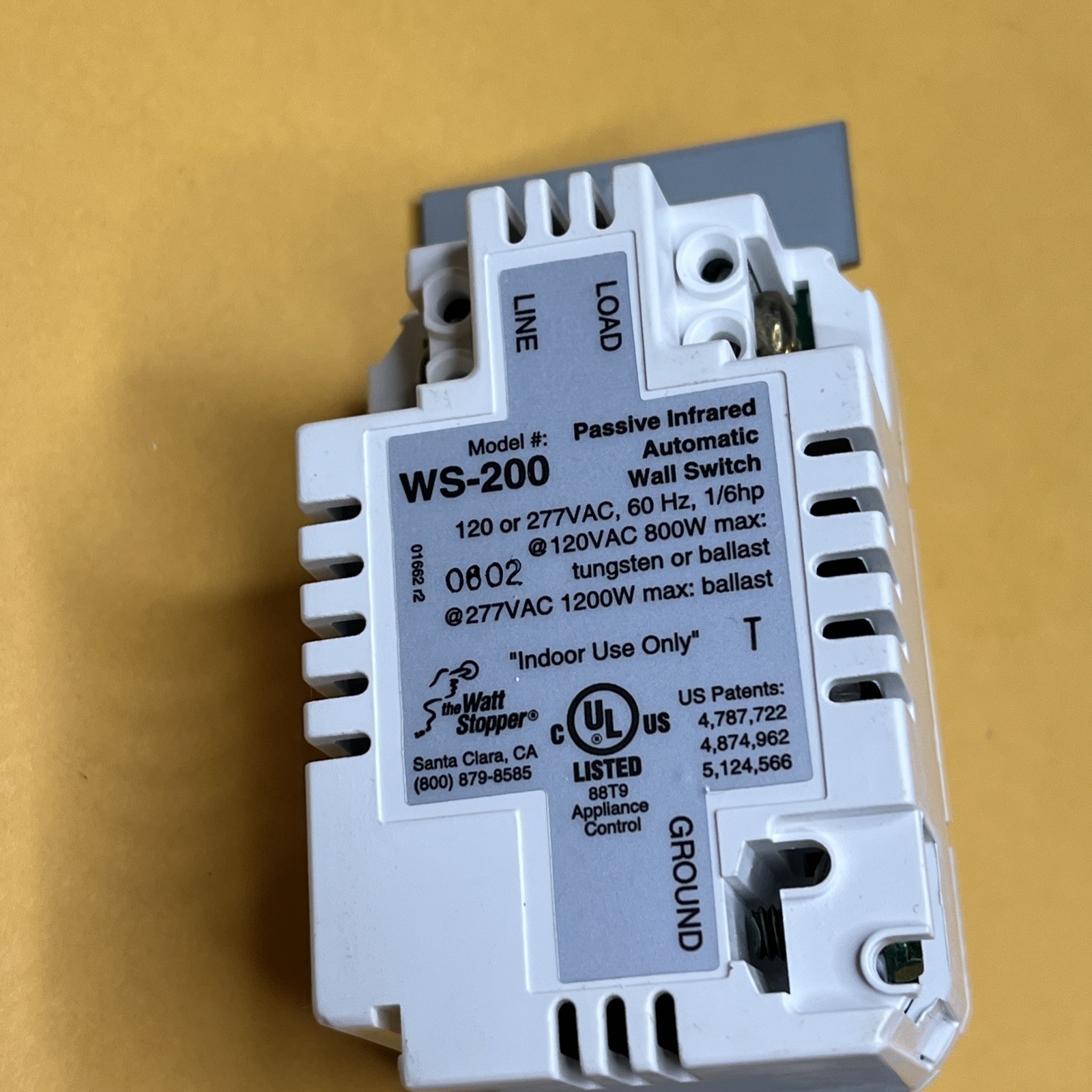 Watt Stopper WS-200-W Passive IR Automated Wall Switch 120-277 VAC 60 Hz White