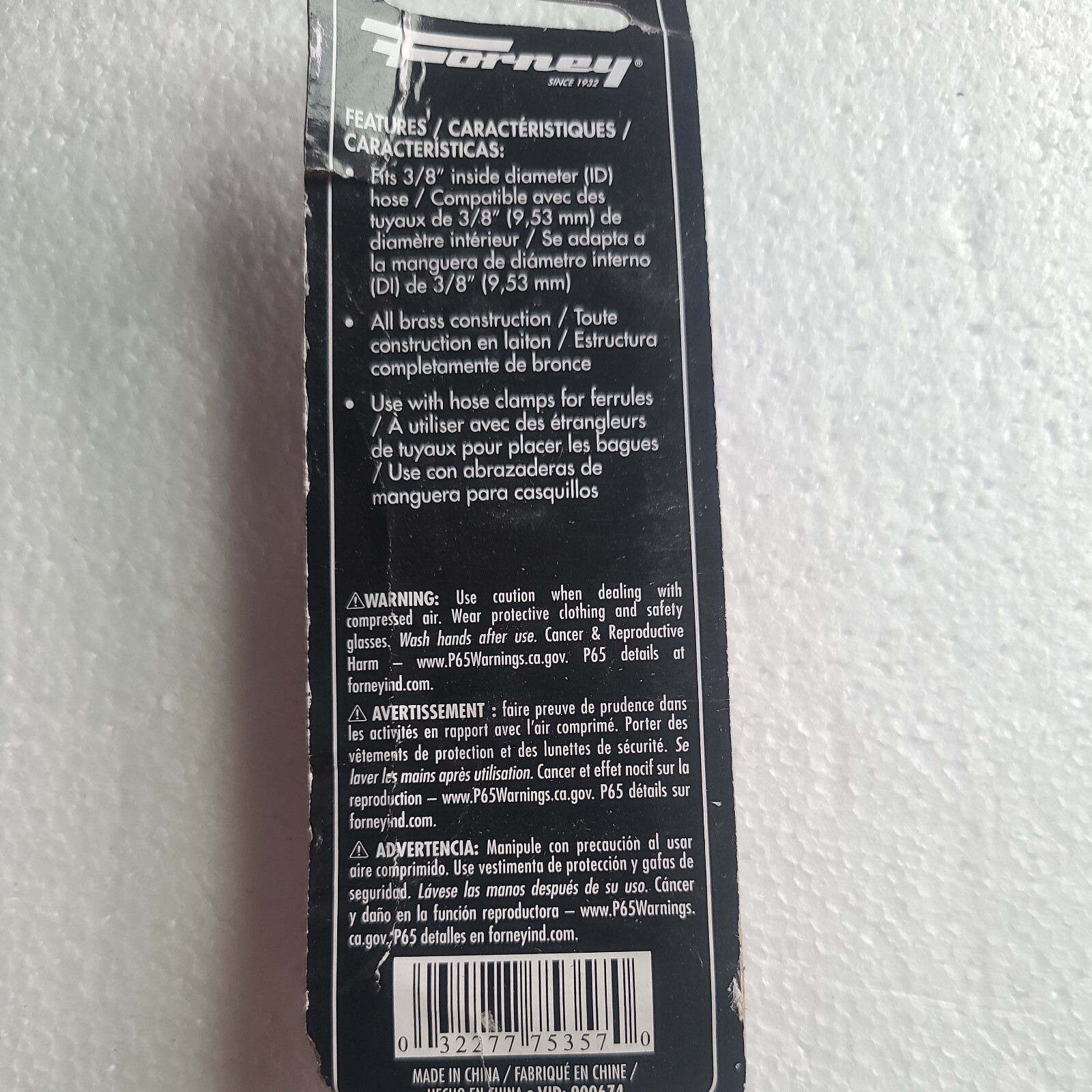 Forney 75357 Brass Hose Splicer, 3/8 x 3/8 barb, fits 3/8 ID, package dented
