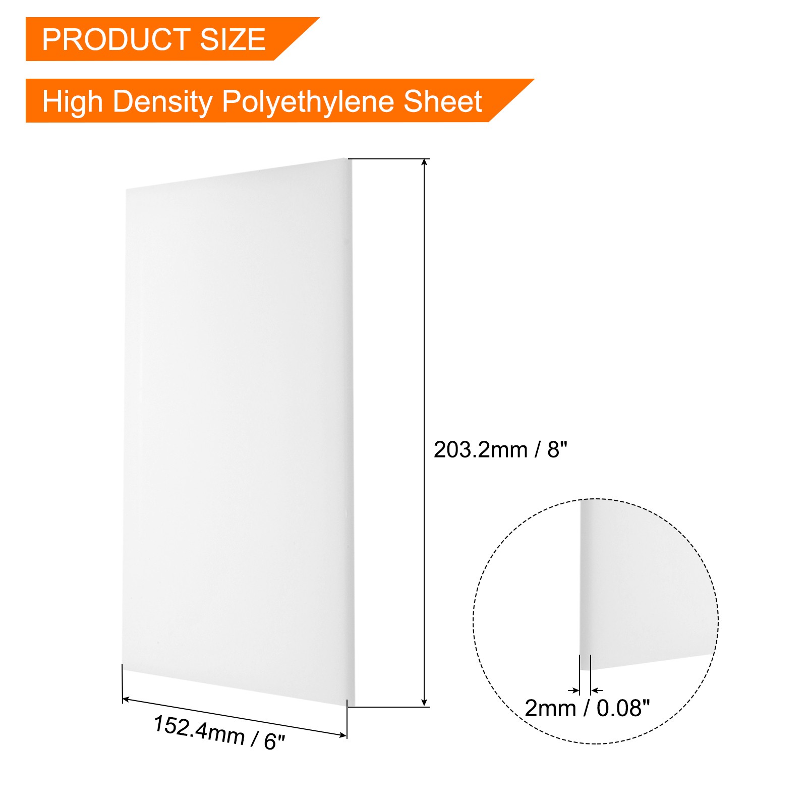 UHMW Ultra High Molecular Weight Polyethylene Sheet, 1/16″ Thick 6″x8” White