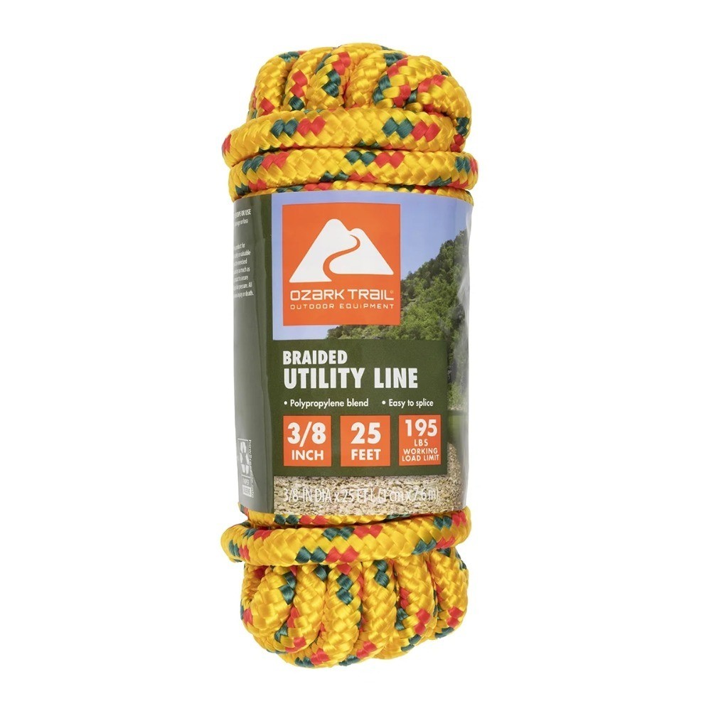 3-Pack 3/8 Inch x 25 Feet Multi-Color Polypropylene Braided Marine Boating Rope