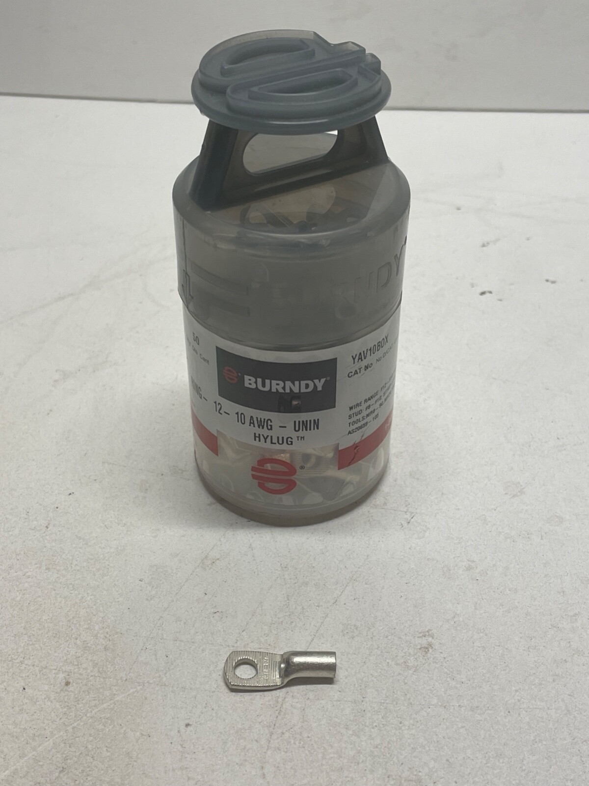 Container of 100 Burndy RING-12-10AWG-UNIN YAV10BOX