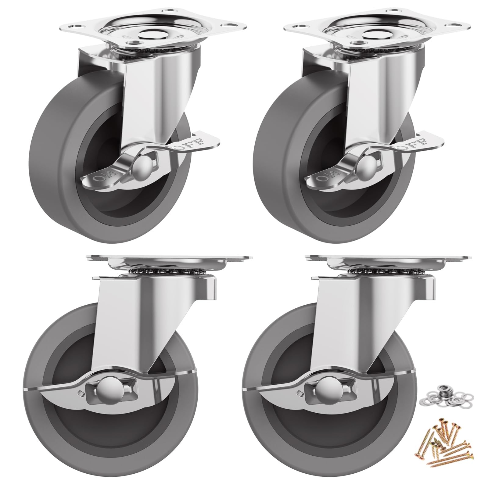 3 Inch Caster Wheels, Casters Set of 4, Heavy Duty Caster with Brake, Castors..
