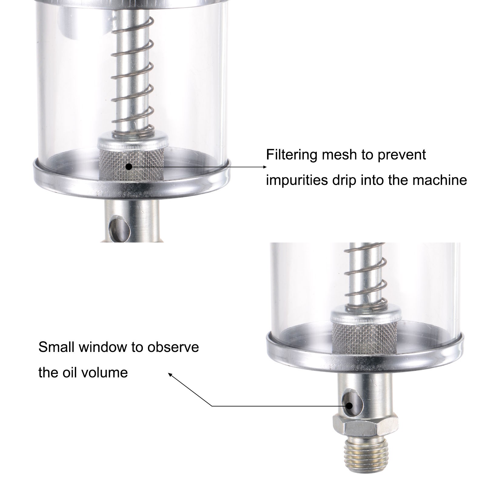 G1/4 Needle Valve Type Oil Cup Sight Gravity Drip Feed Oiler DIY 100ml , 1Pcs