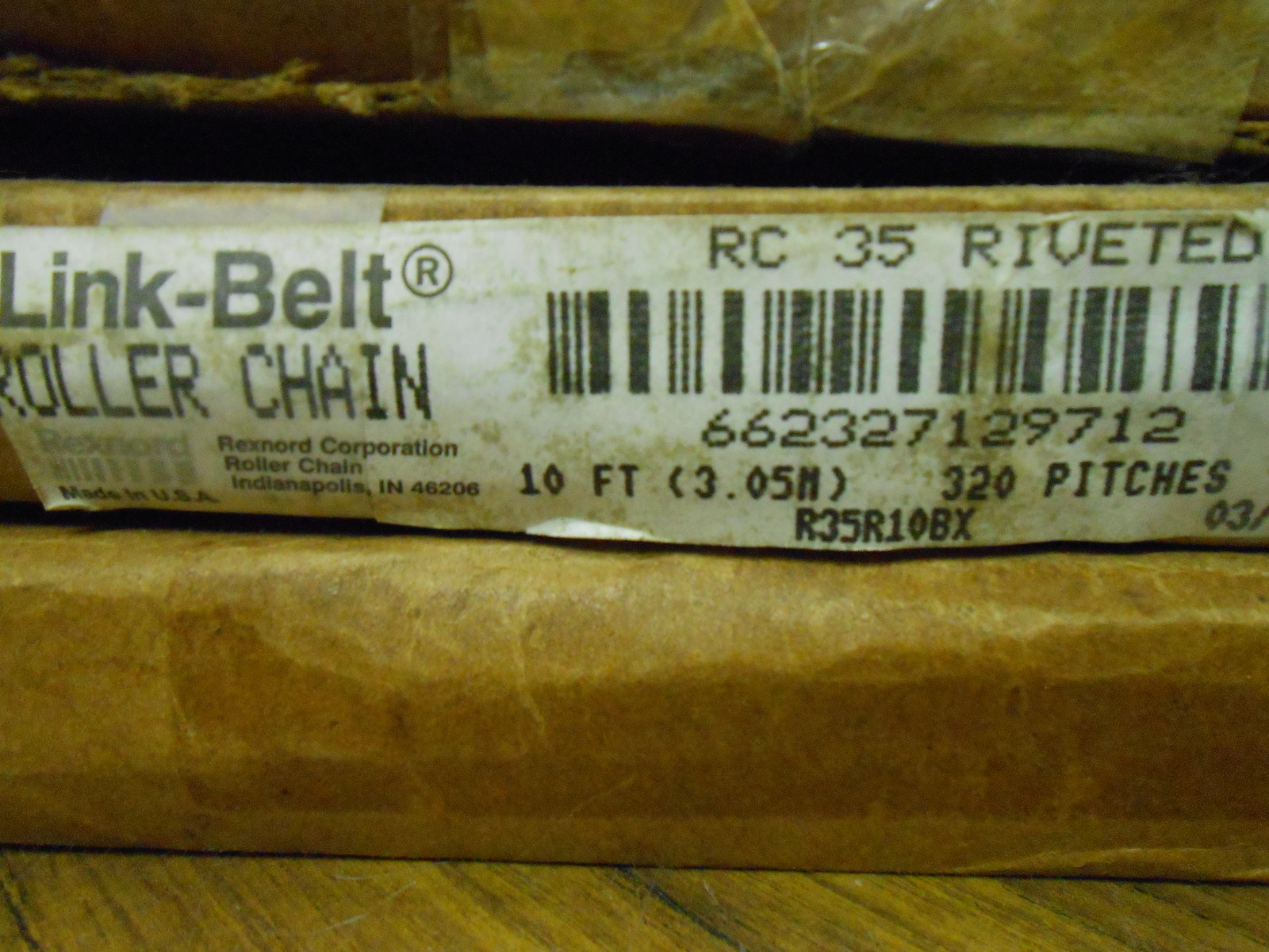 * NIB LINK-BELT RIVITED ROLLER CHAIN 10′ RC 35 R35R108X ………. WG-260