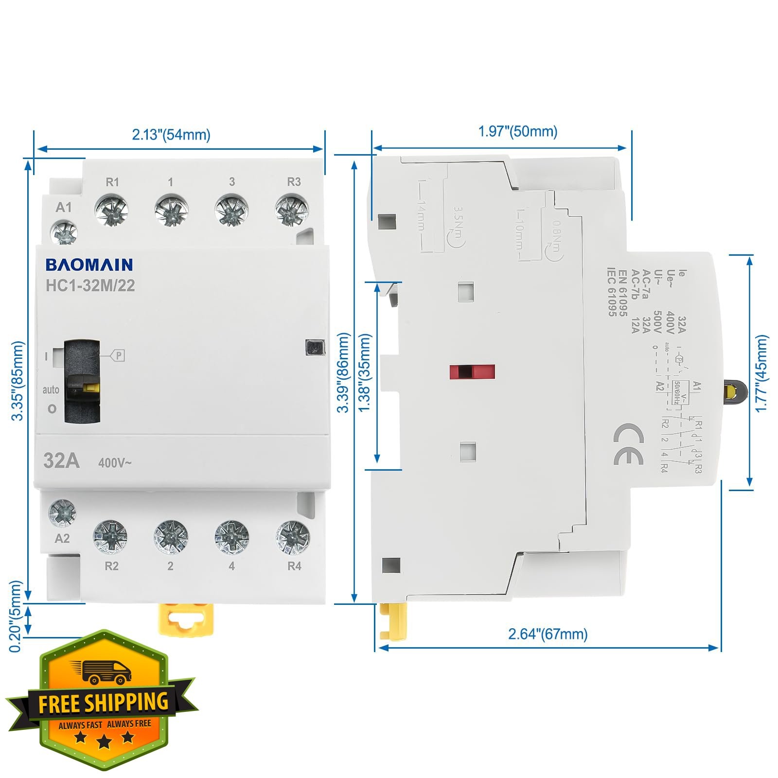 Baomain 24V 32A AC Contactor 2NO2NC