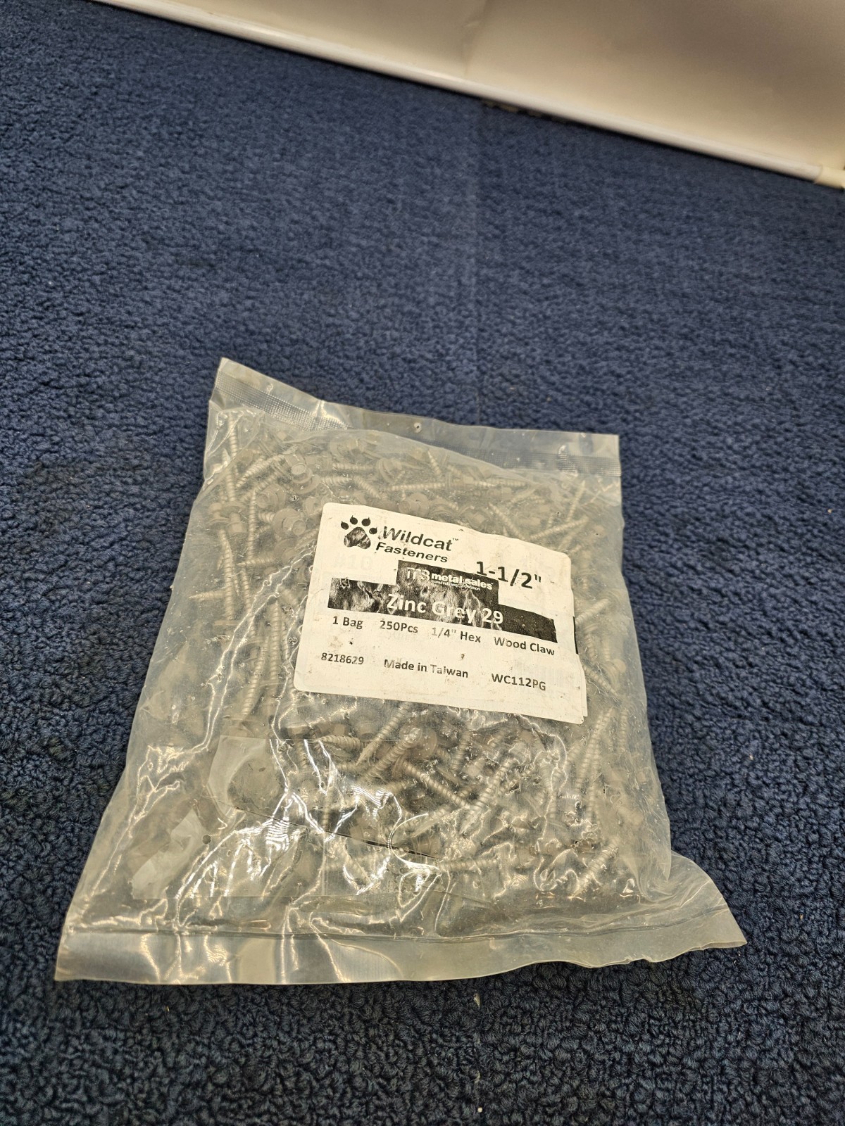(QTY 250) WILDCAT FASTENERS WC112PG 1-1/2″ Wood Claw Fastener Zinc Grey 29