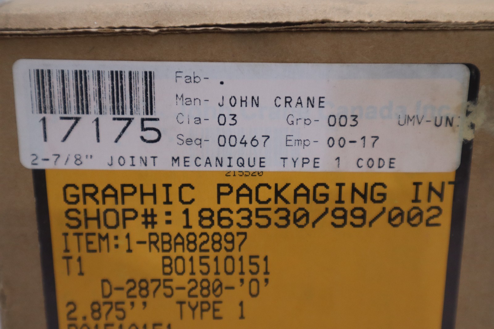 John Crane FSD3000 Spring Seal Assembly 2.875″ NEW IN BOX STOCK GF-941