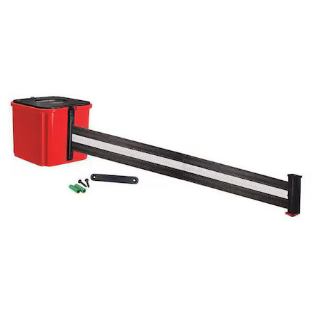 RETRACTA-BELT WM412RD20-BW-RE Belt Barrier, 4″H, 20ft Belt, Powder Coated