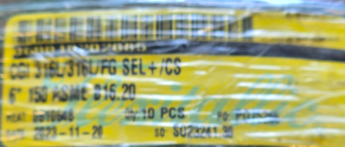 Flexitallic Spiral Wound Gasket 060010202085 CGI 316L/316L/FG SEL+/CS, 6″, #150