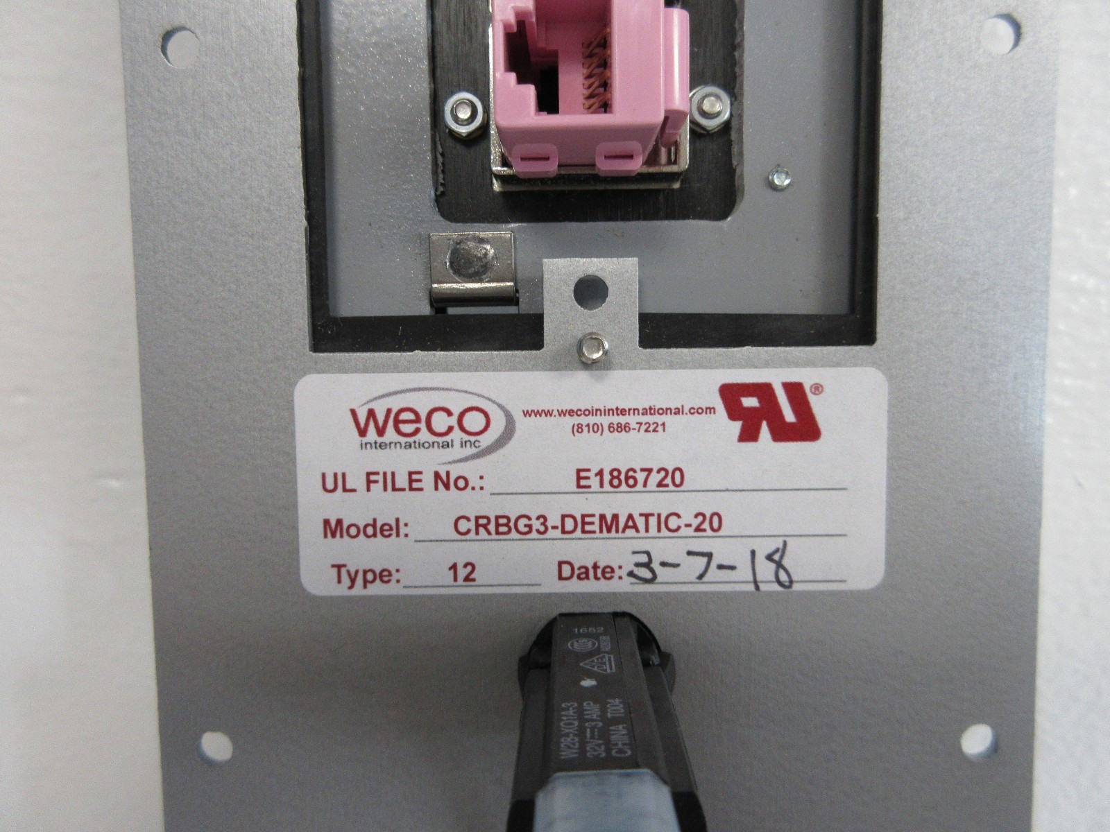 WECO CRBG3-DEMATIC-20 NEW TYPE 12 PROGRAM PORT / DUPLEX OUTLET CRBG3DEMATIC20