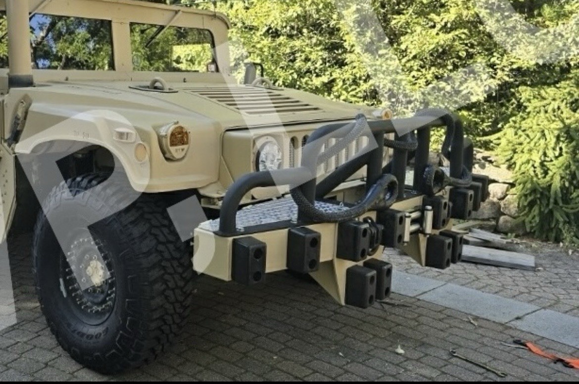 IBIS TEK Style Steel HMMWV Front Push Bumper Brush Guard “W/ Drop Down Plates”