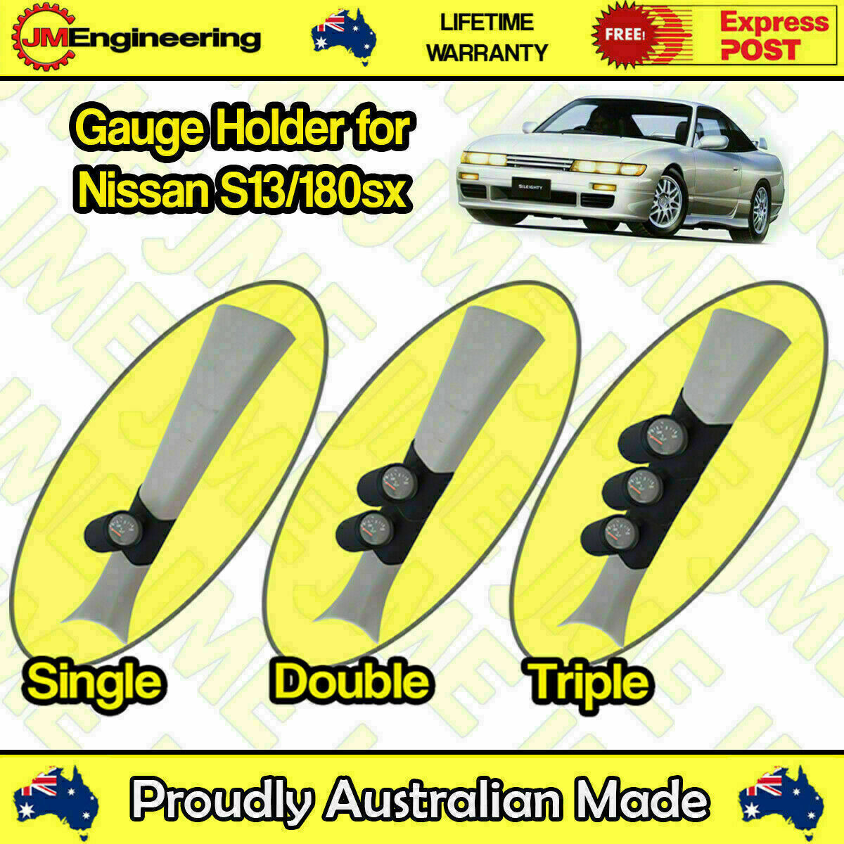Gauge Holder Pillar Gauge Pod for Nissan 180sx S13 240sx CLIP ON 52mm 60mm