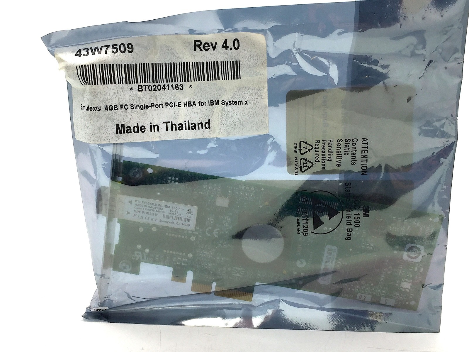 IBM Emulex 4GB FC Single Port PCI-E HBA 43W7509 Rev 4.0 for IBM System X