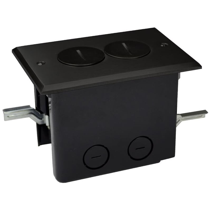 Allied FB-2DB 1/2″ Dark Bronze Rectangular Floor Box Assembly Duplex Cover