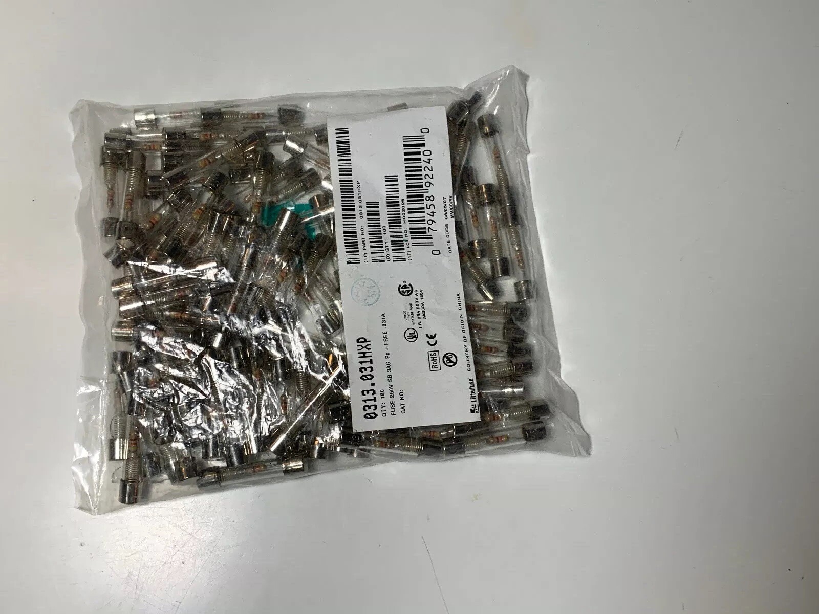 Littelfuse 0313.031HXP Fuse 250v SB 3AG Pb 100 Count Bag