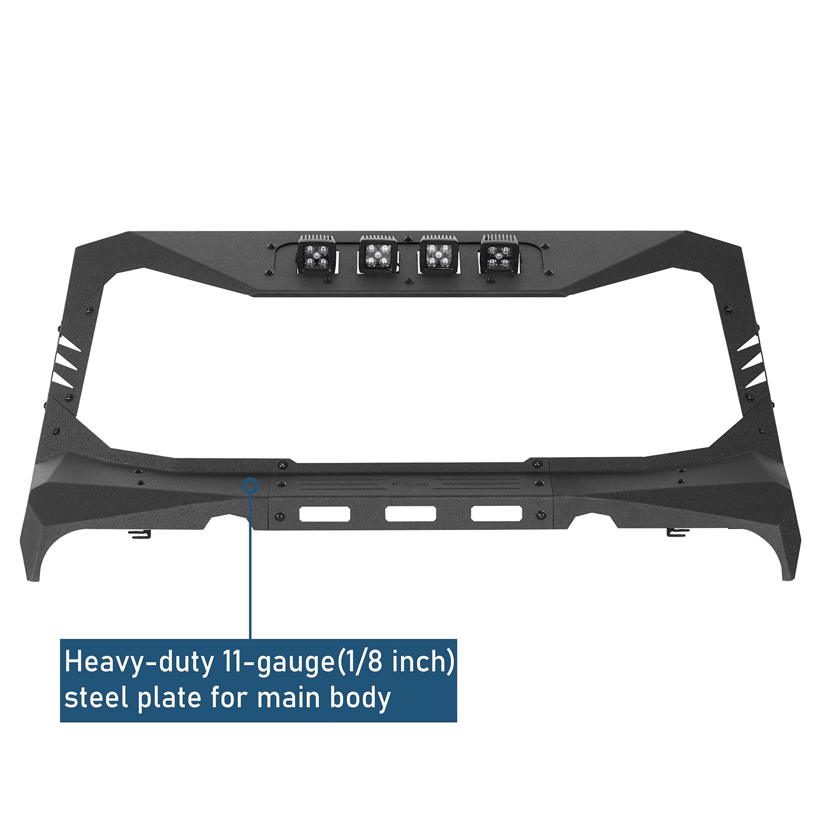 JK Wrangler 2007-2018 Windshield Frame Cover Sun Visor Cowl Armor 4X LED Lights