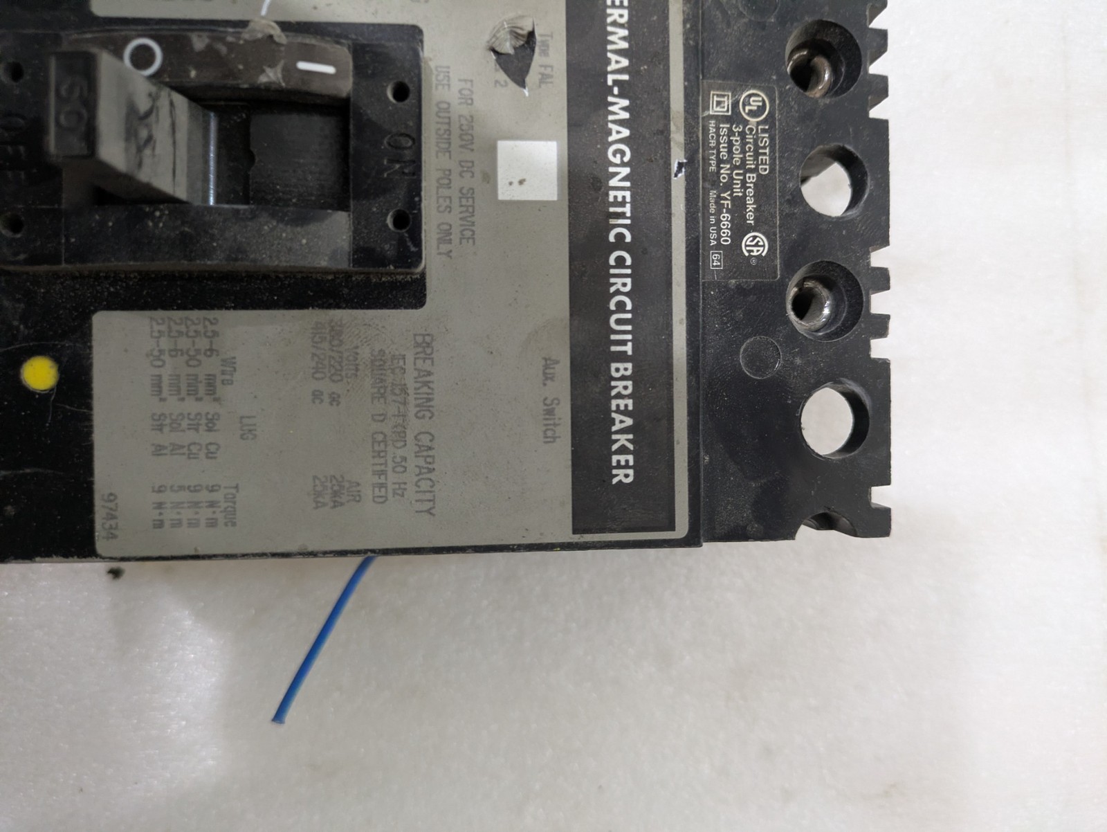 Square D FH36050 50A 600VAC 3-Pole I-Line Thermal Magnetic Circuit Breaker OEM