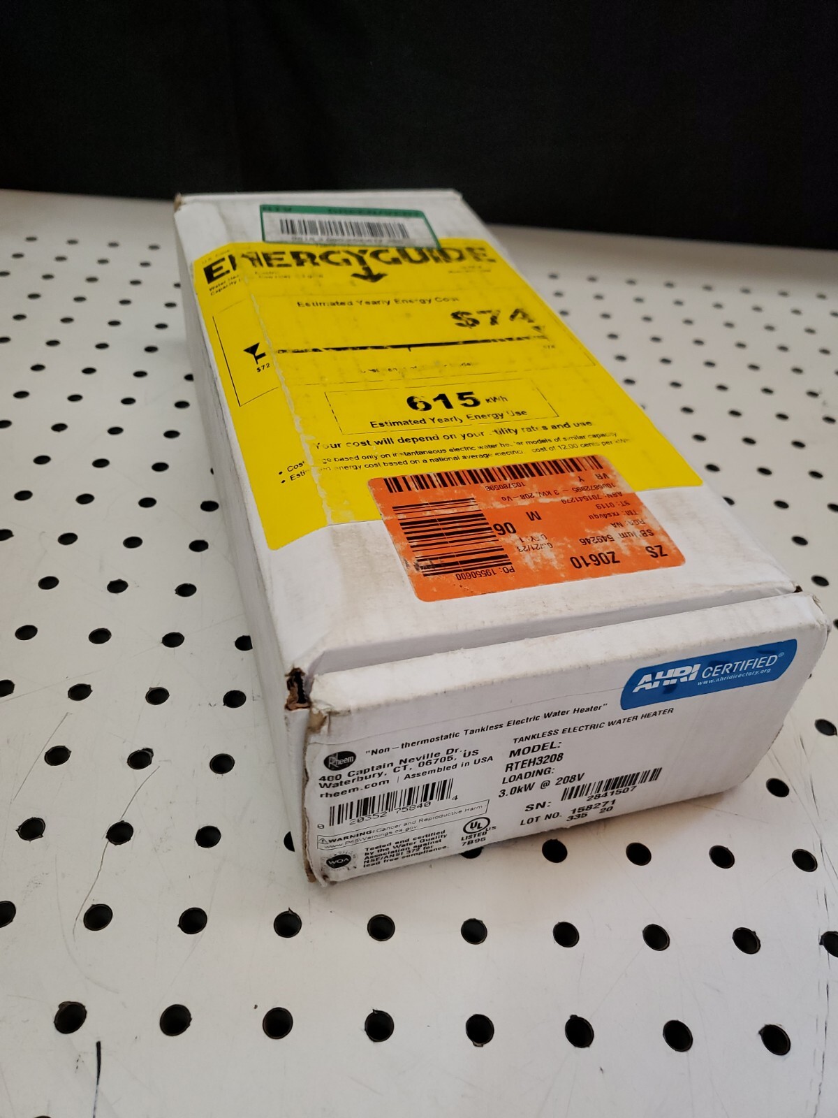 Rheem RTEH3208 tankless Electric Water Heater POU