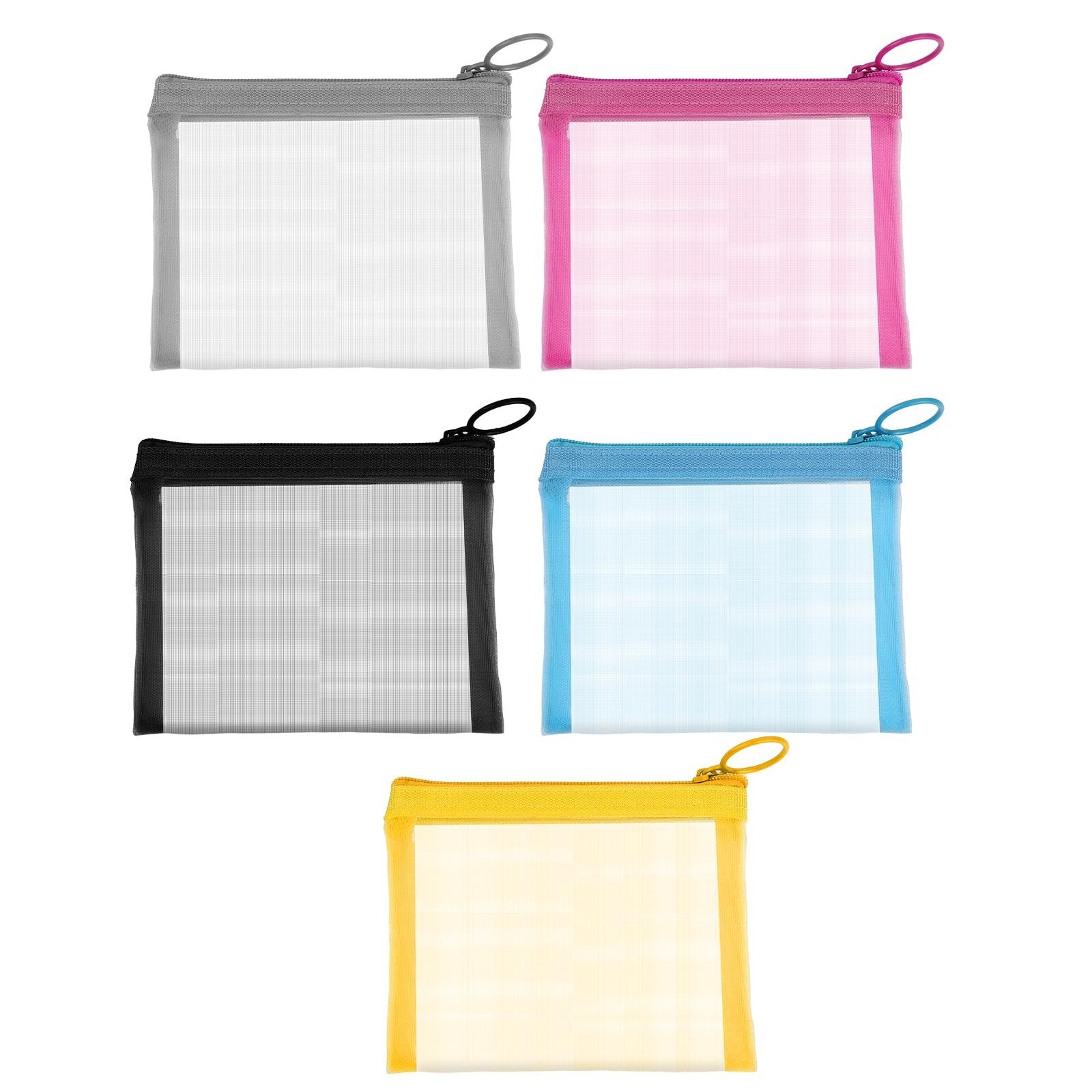 5 Pcs Mini Zipper Pouch Clear Small Mesh Small, Multicolor