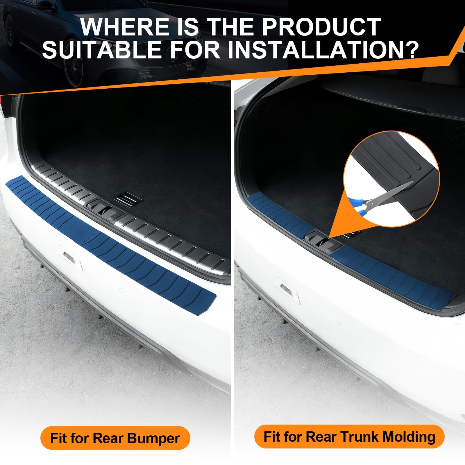 Car Rear Bumper Protector 41.5″x3.6″ Universal Rubber AntiScratch Accessory