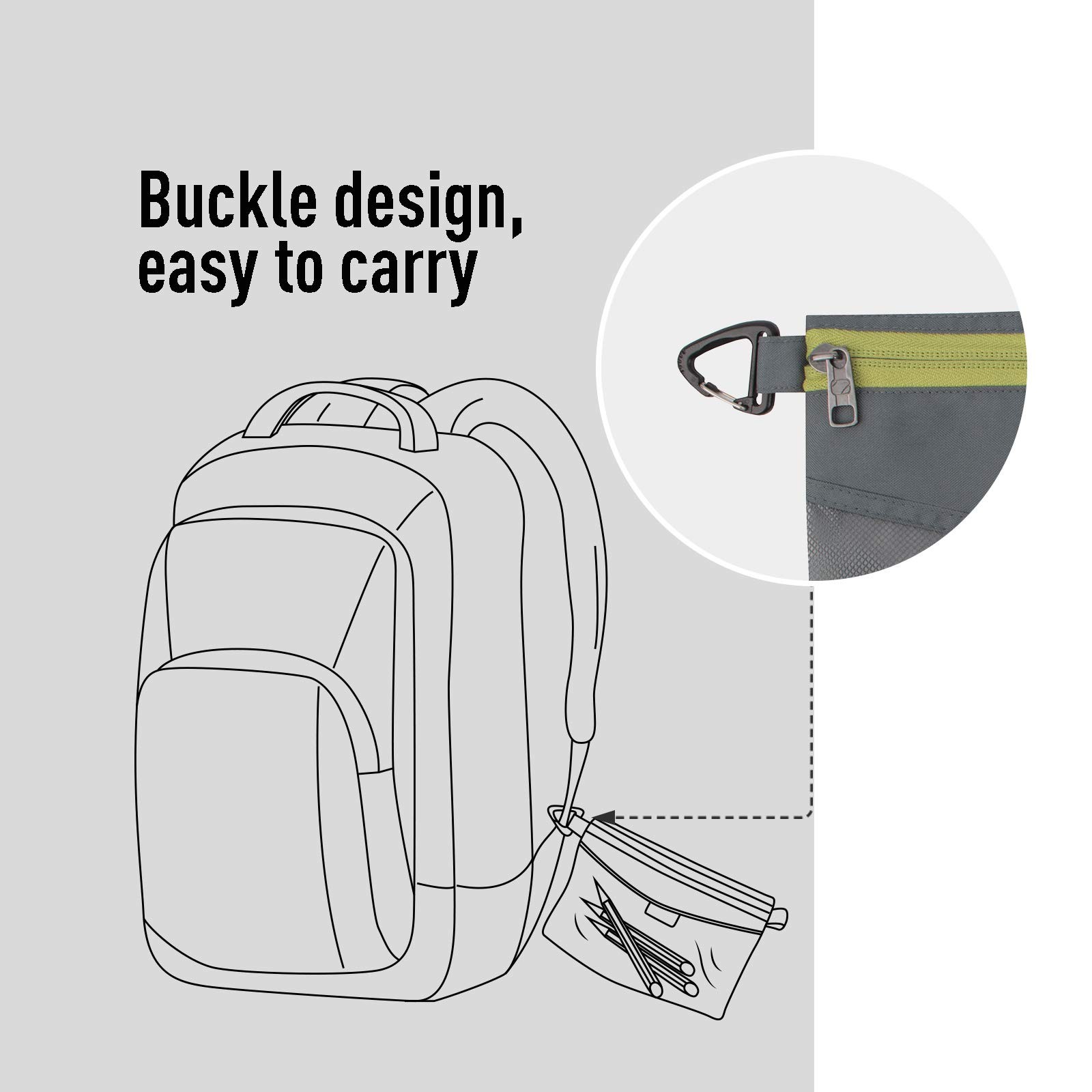 pack all Water-resistant Material Zipper Pouch, Mesh Bags Large, Grey