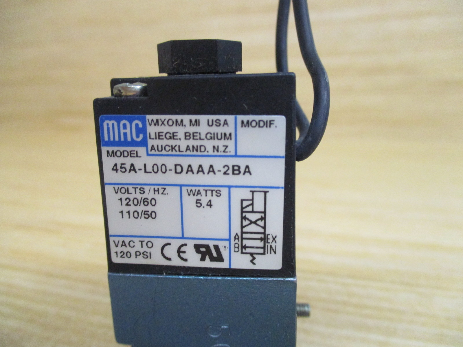 Mac Valves 45A-L00-DAAA-2BA Solenoid Valve 45AL00DAAA2BA
