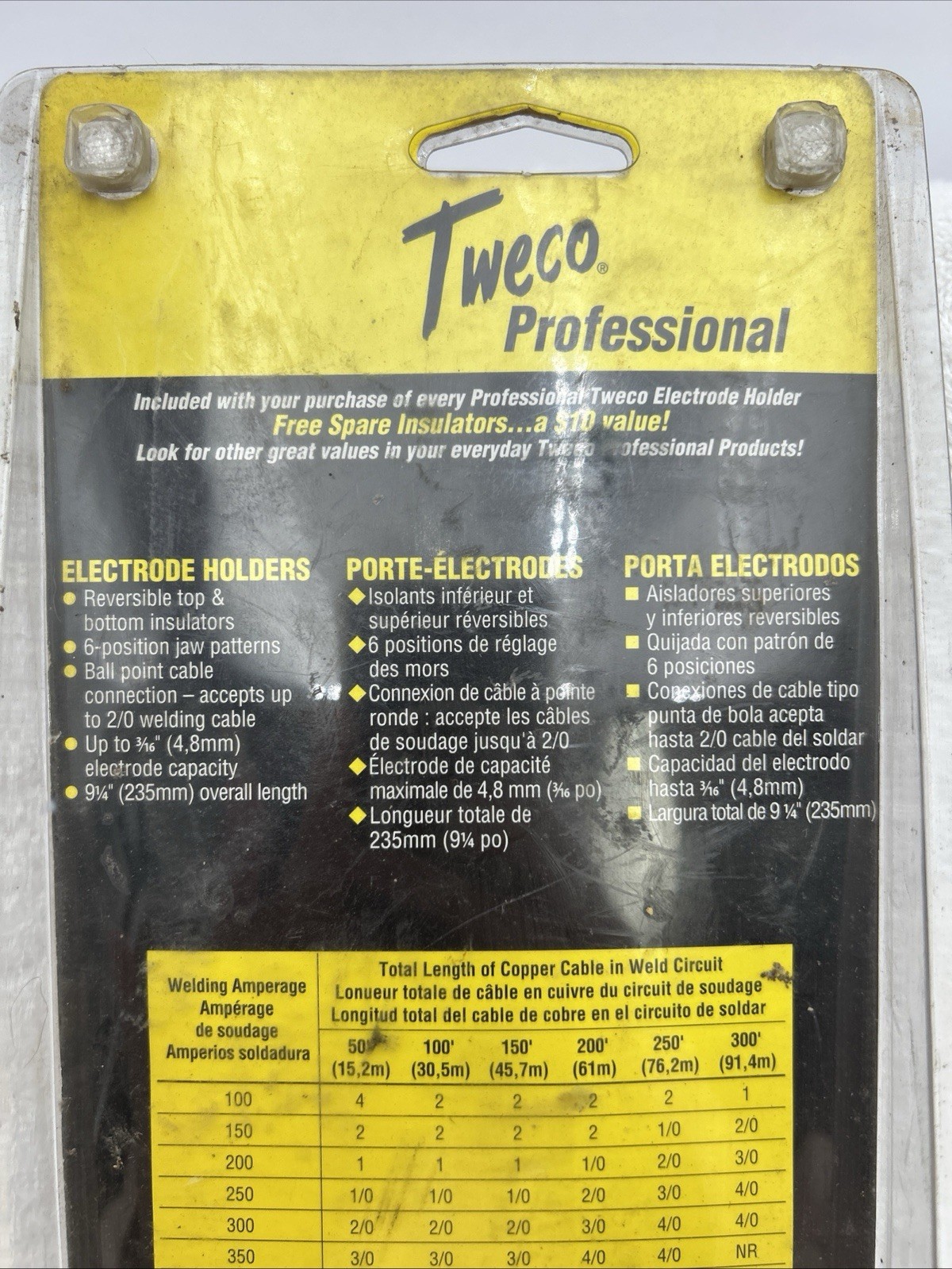 TWECO ELECTRODE HOLDER 9110-1102 A-316 250 AMP 6 POSITION JAW 2/0 CABLE CAP.