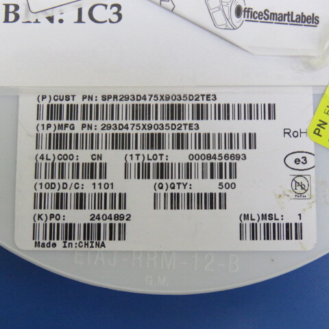 VISHAY 293D475X9035D2TE3 Qty of 100 per Lot CAP TANT 4.7 UF 35 V 10% EIA_D
