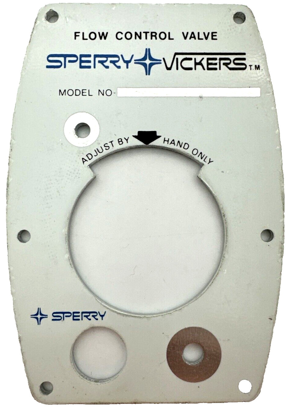 Sperry Vickers 315975 Nameplate for Flow Control Valve, NOB (NN)