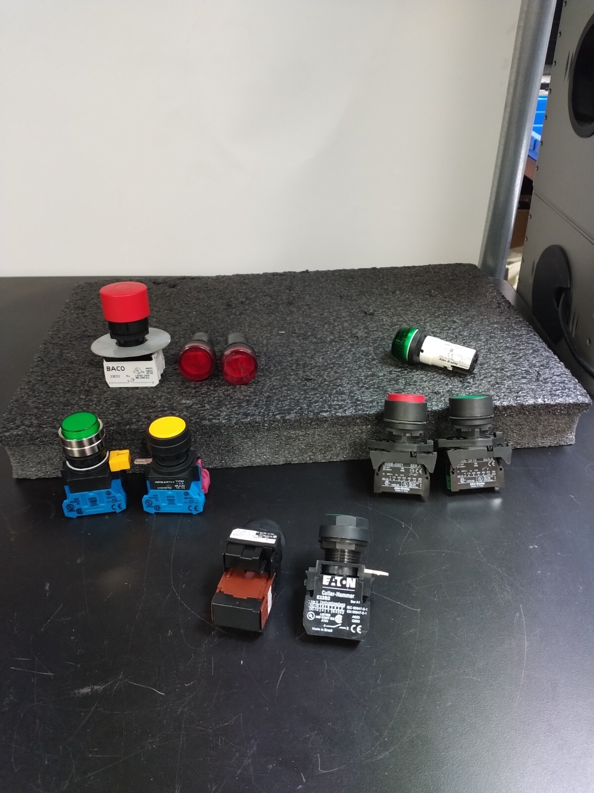 Assorted Lot of Industrial Panel Mount Push Switches with Indicating Lights