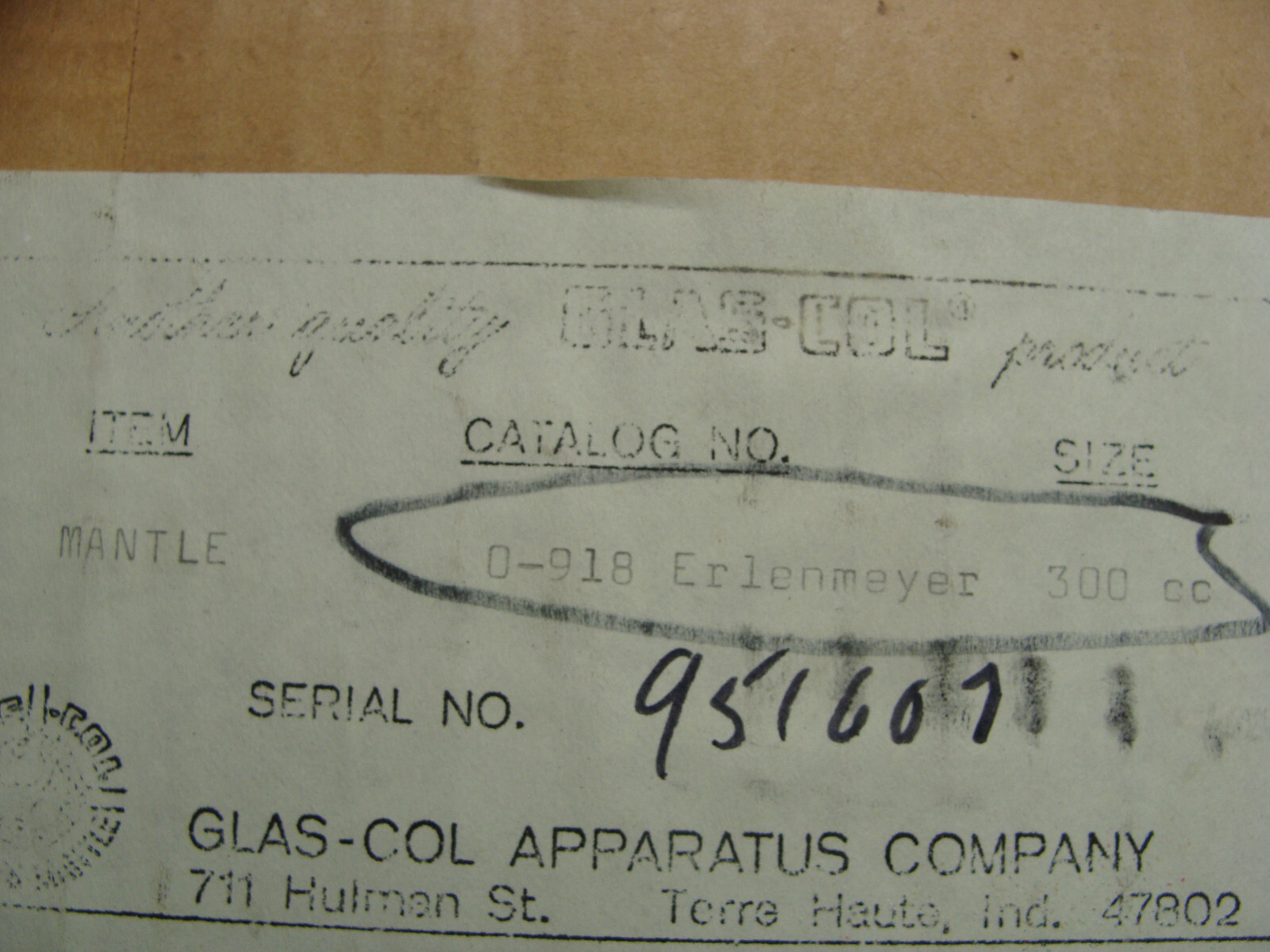 GLAS-COL HEATING MANTLE 0-918 ERLENMEYER 300CC 951607