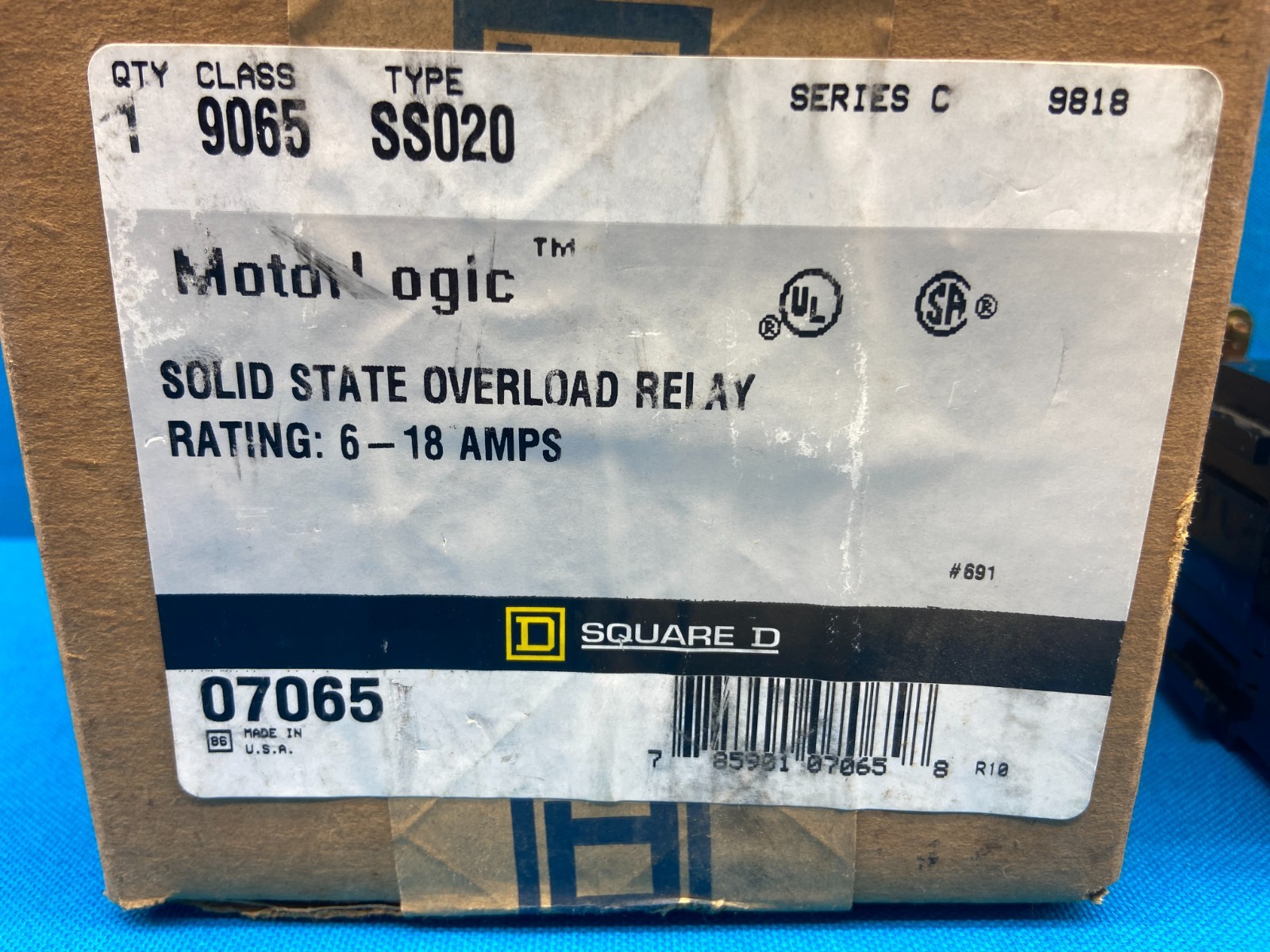 Square D 9065-SS020 Series C Size 00 Overload Relay MotorLogic Solid State