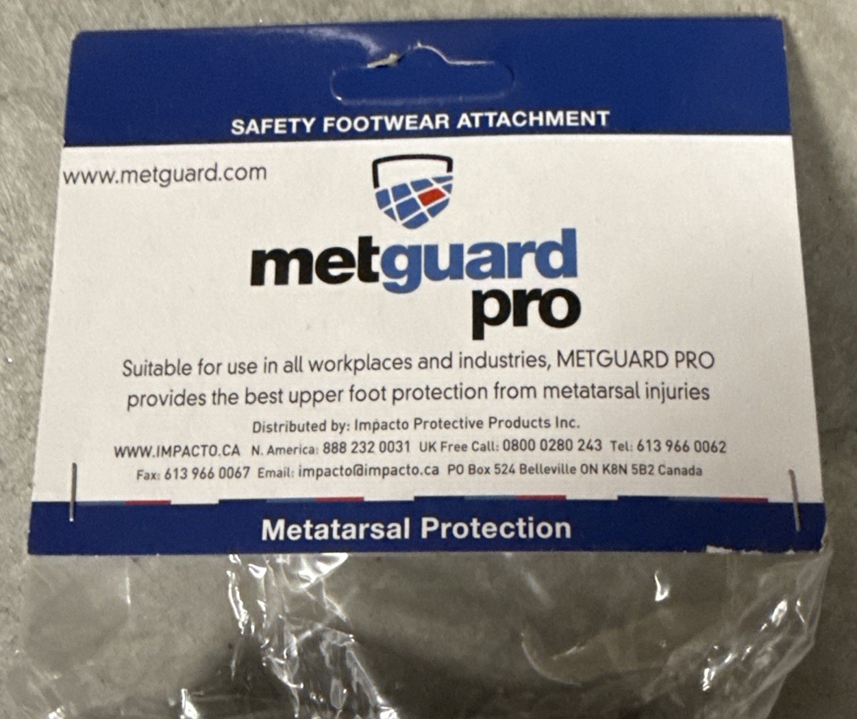Impacto Metguard Pro Metatarsal Foot & Toe Gaurd (1 Pair), Universal, Torn Packg