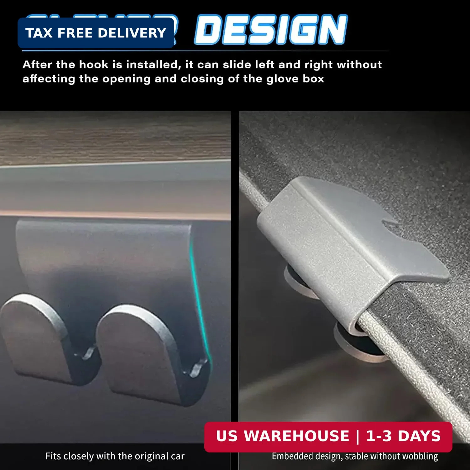 2PCS Glove Box Hooks for Tesla Model Y Juniper 2025 2026 & Model 3 Highland | Ca