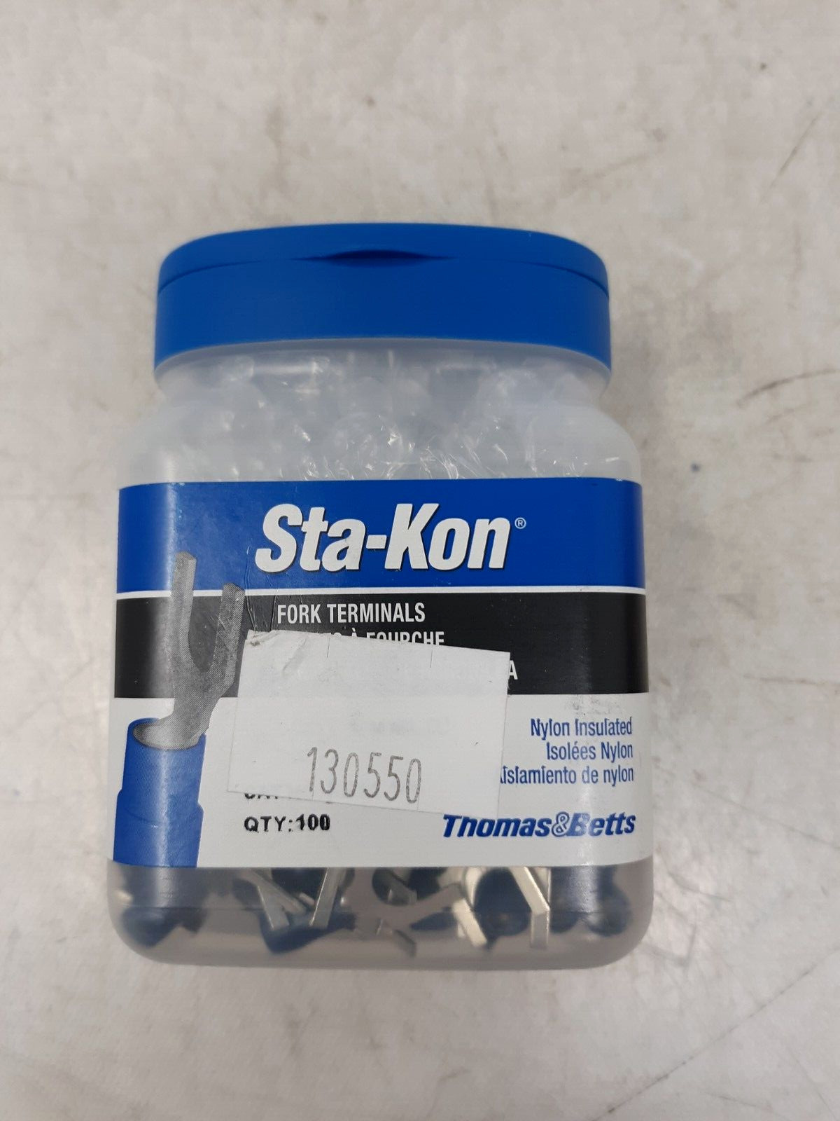 Sta-Kon Rb14-14F 18-14 Awg Nylon Fork Terminal 1/4″ Stud Pk100