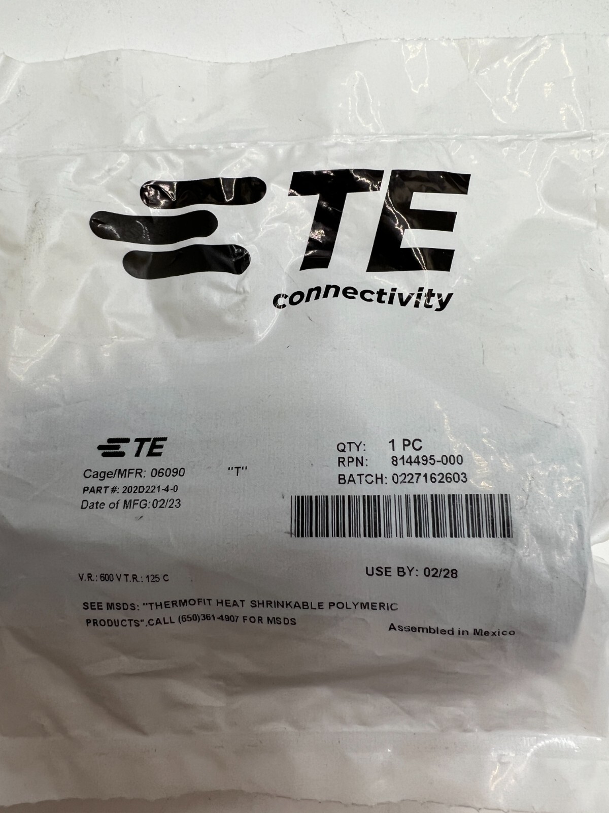 TE Connectivity OEM Heat Shrink Molded Boot SZ21 BLACK 202D221-4-0