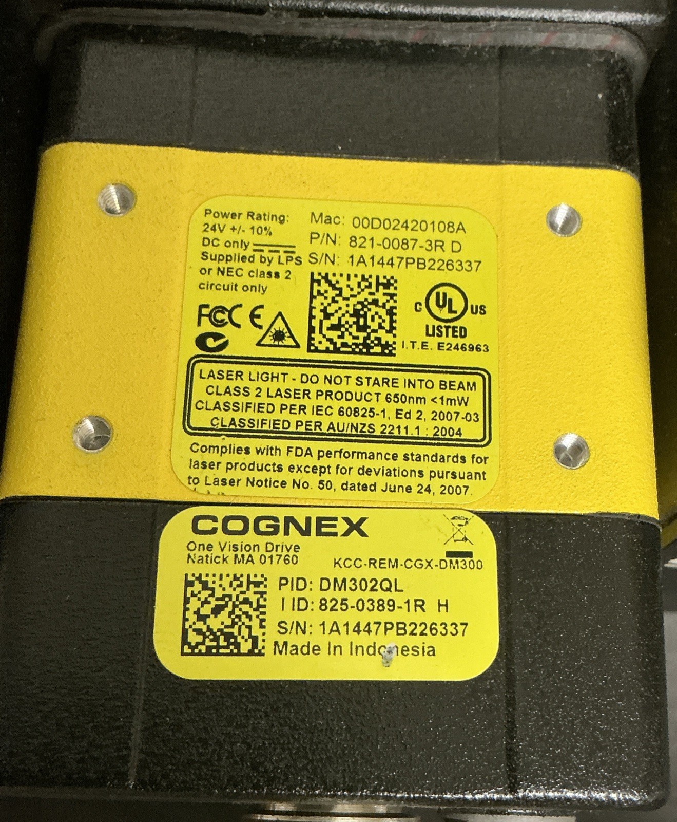Cognex Smart Vision Lights ODDM-302-625-W with DM302QL Reader KCC-REM-CGX-DM300
