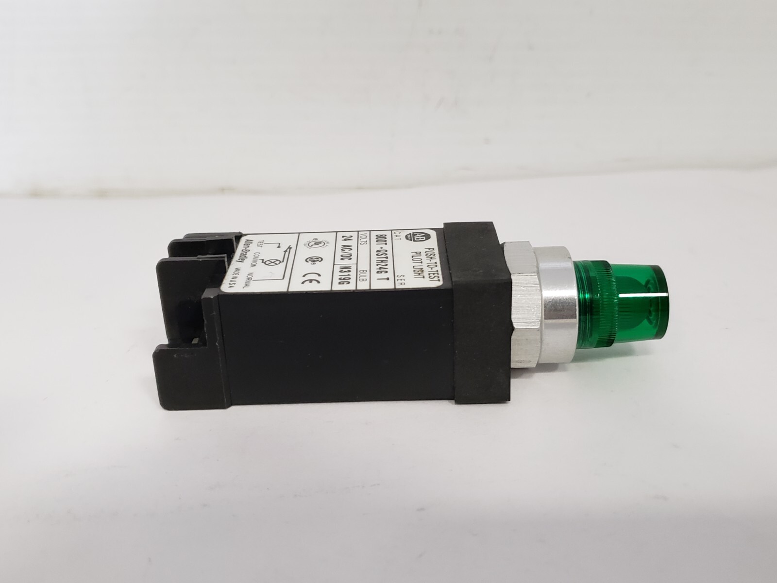 ALLEN BRADLEY 800T-QSTH24G PILOT LIGHT PUSH TO TEST GREEN CAP W/LED SERIES T NIB