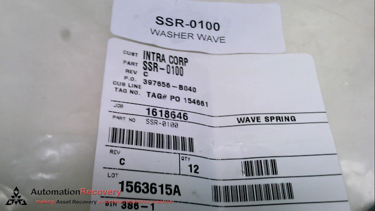 INTRA SSR-0100 WASHER WAVE, LOAD: 18 LBS,, NEW #237999