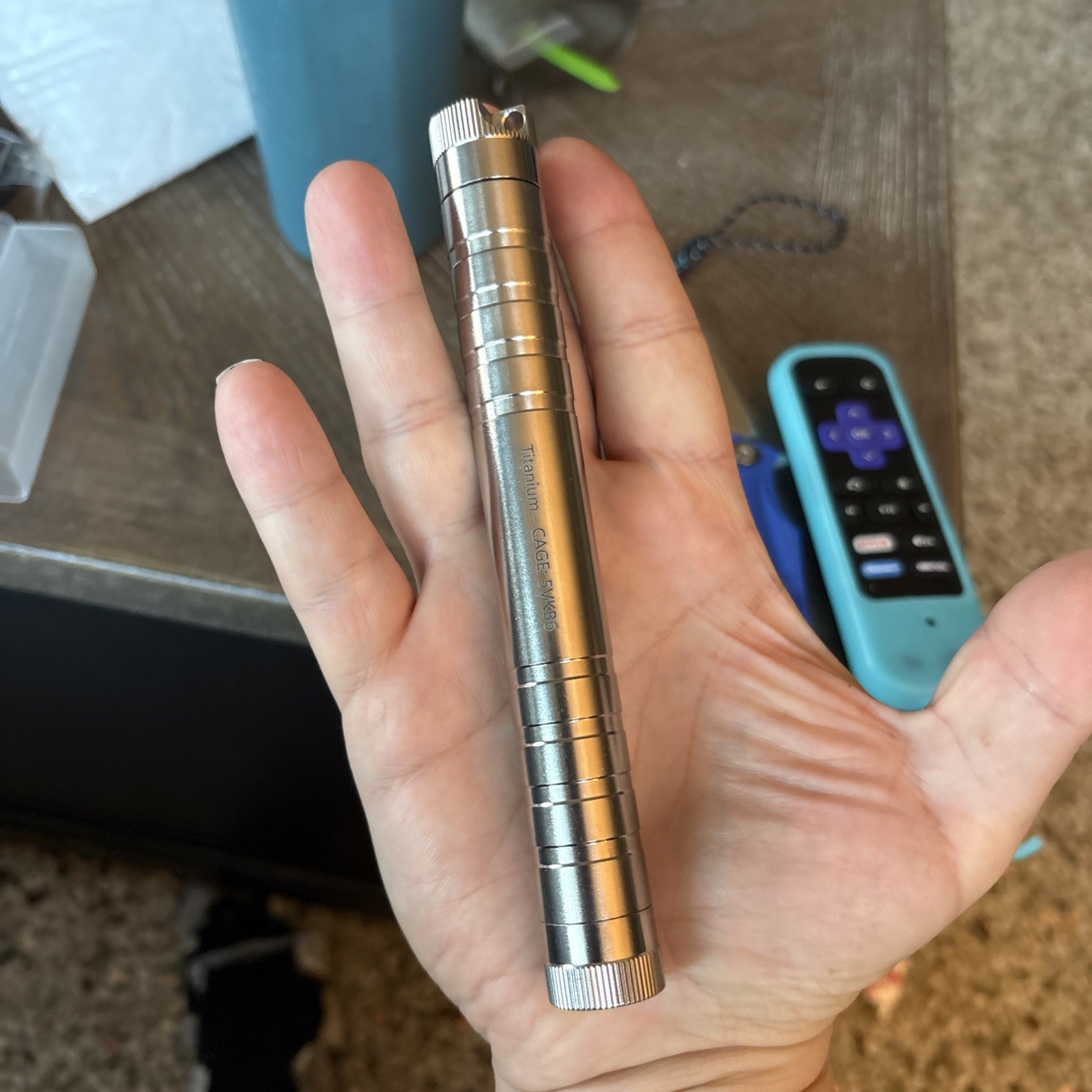 Maratac Tube-A-Ton Titanium Secured Lid Via Flange-to-Cap Fits Two AA Batteries