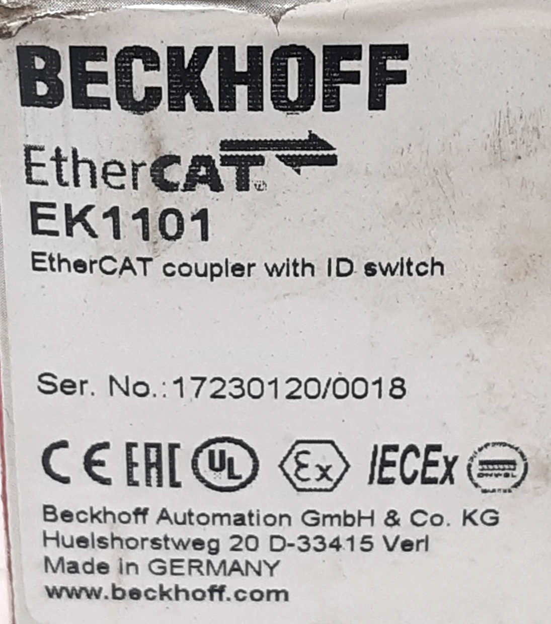 Beckhoff EK1101 EtherCAT Coupler