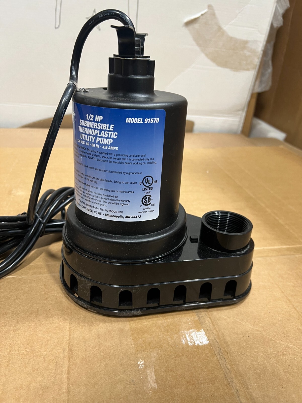 Superior Pump Thermoplastic Submersible Utility Pump 1/2 HP MODELS: 91270/25 ..